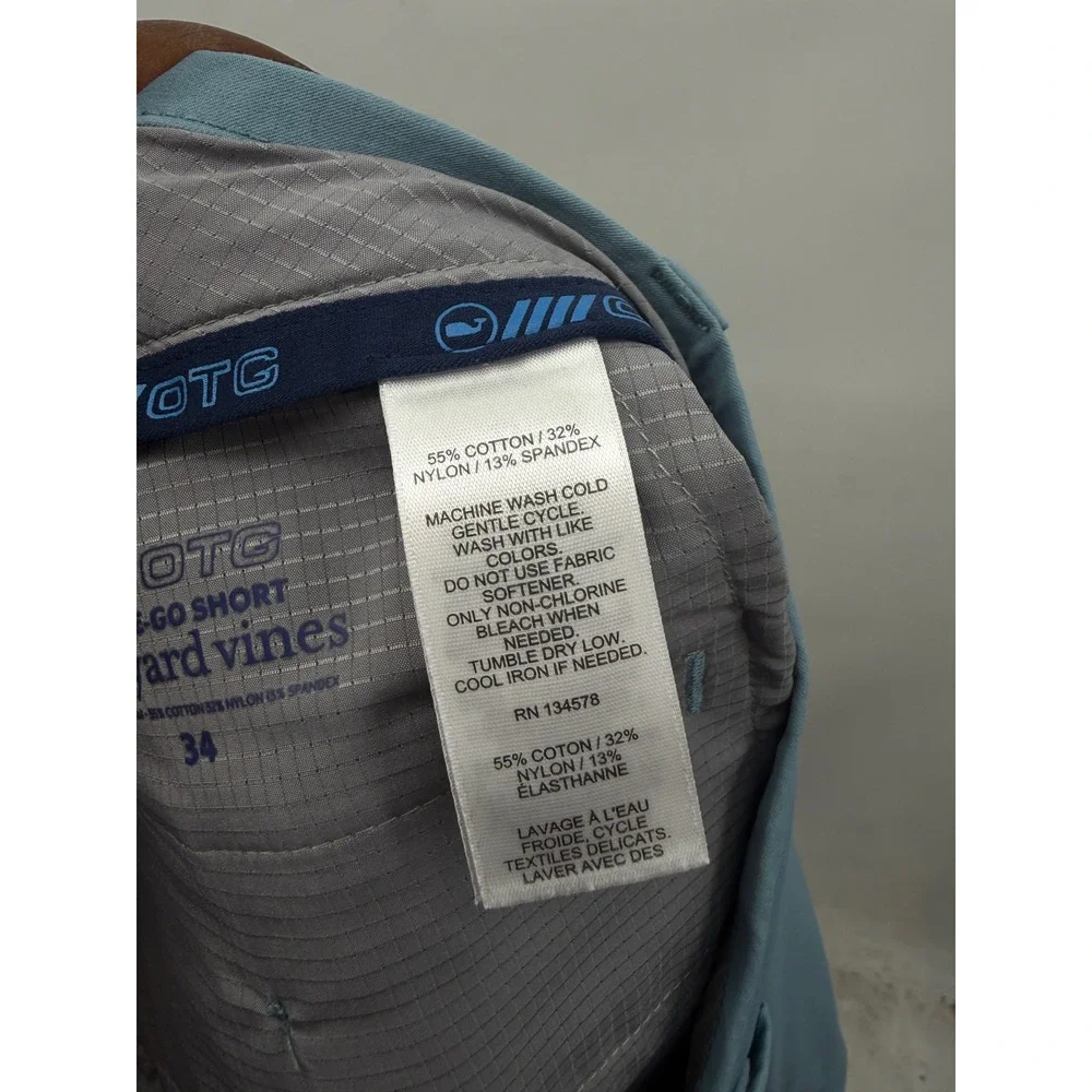 Vineyard Vines OTG On-The-Go Shorts Mens 34 Blue Performance Stretch Golf 7 Inch